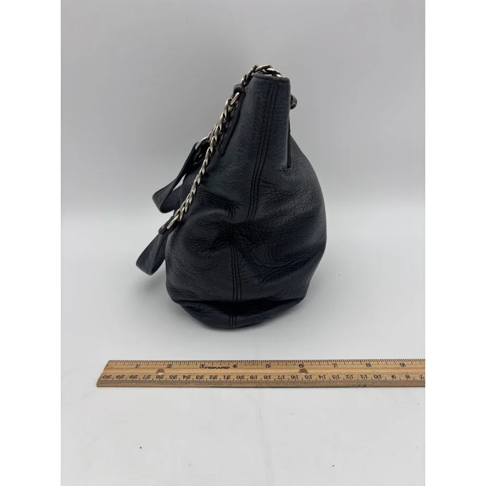 MICHAEL KORS Black Leather Bag Handbag Pebbled Leather Chain Shoulder Medium